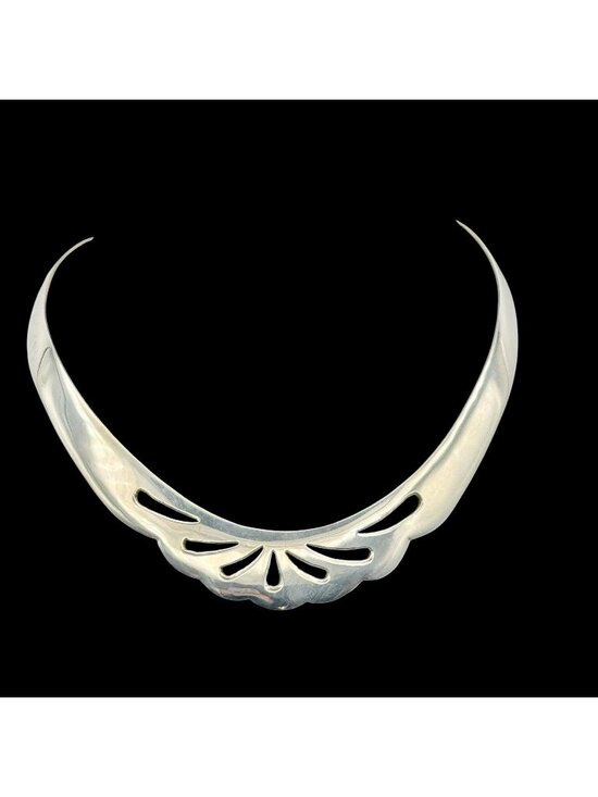 Taxco Jewelry - Vintage Sterling Silver Taxco Torque Collar Choker Necklace Heavy 50g Signed JAK